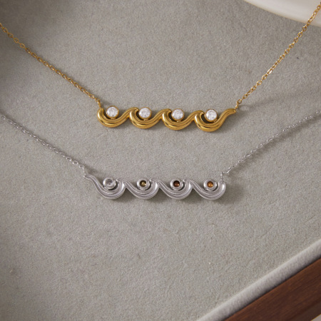 Colliers pendentifs pour femmes en acier inoxydable de forme irrégulière, étanches, couleur or et zircon