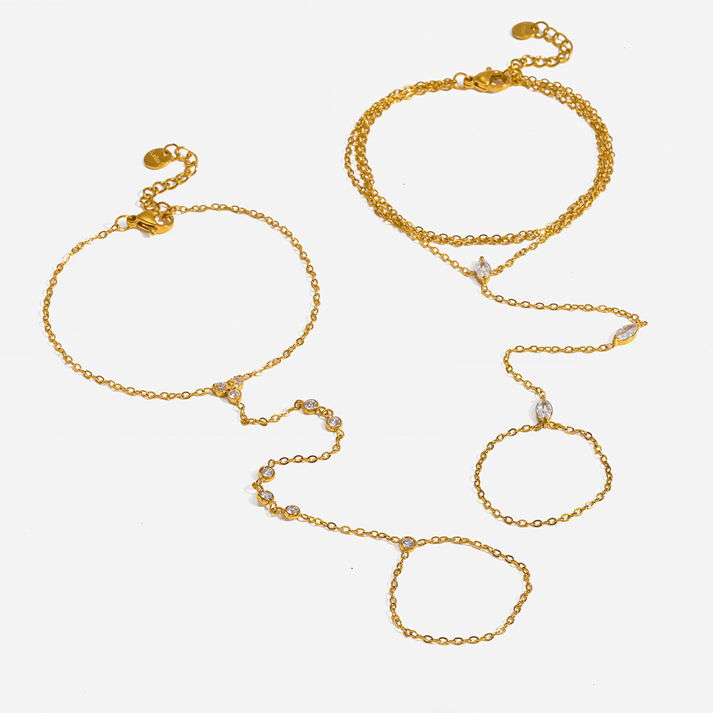Chaîne Élégante En Acier Inoxydable Étanche Couleur Or Avec Zircon Pour Femme Image4