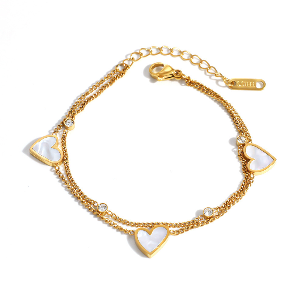 Ensembles De Bracelets Pour Femmes Simple Series Elegant Heart Chain En Acier Inoxydable Étanche Couleur Or h5Image5