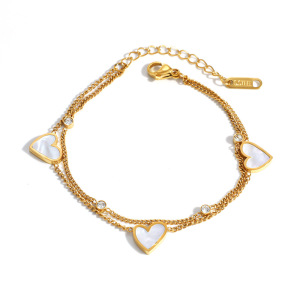 Ensembles De Bracelets Pour Femmes Simple Series Elegant Heart Chain En Acier Inoxydable Étanche Couleur Or h5 Image5