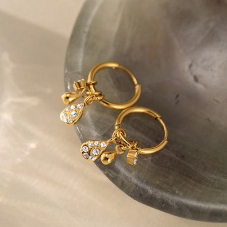 Boucles d'oreilles pendantes pour femmes, en acier inoxydable étanche, couleur or, modèle Simple Droplet 2