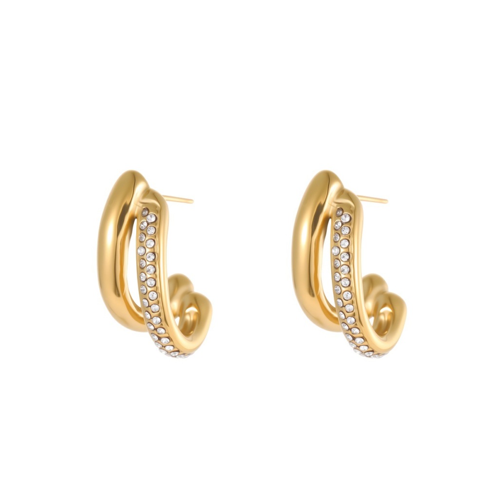 Boucles D'Oreilles Clous Imperméables En Acier Inoxydable, Forme Irrégulière, Collection Simple Series Daily Image5