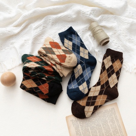 Chaussettes mi-mollet à blocs de couleur basiques et rebond léger 2