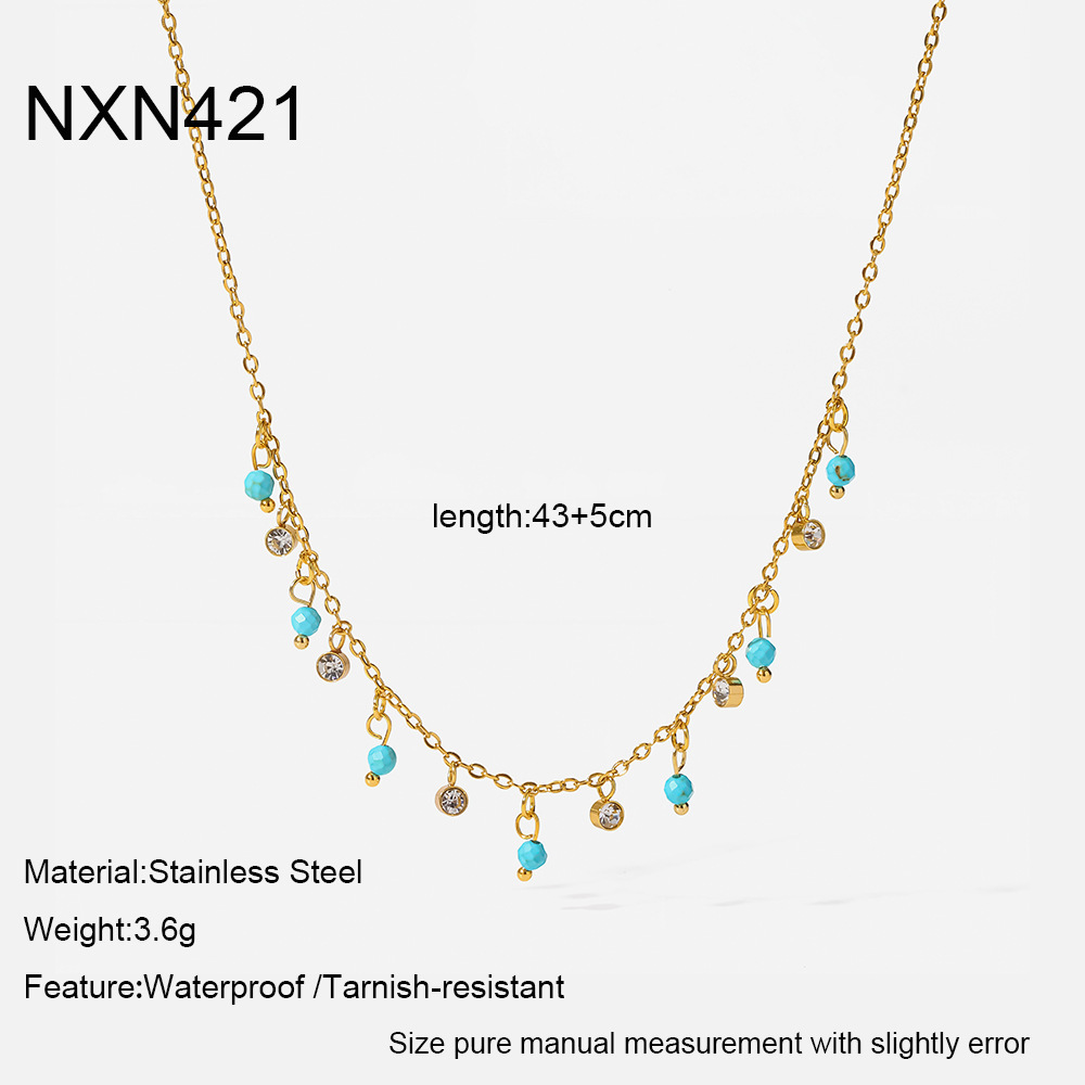 Colliers Pendentifs Pour Femmes En Acier Inoxydable Doré, Forme Géométrique Rétro, Étanches, Avec Zircon. 