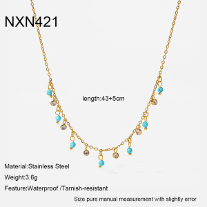 Colliers Pendentifs Pour Femmes En Acier Inoxydable Doré, Forme Géométrique Rétro, Étanches, Avec Zircon. h5 