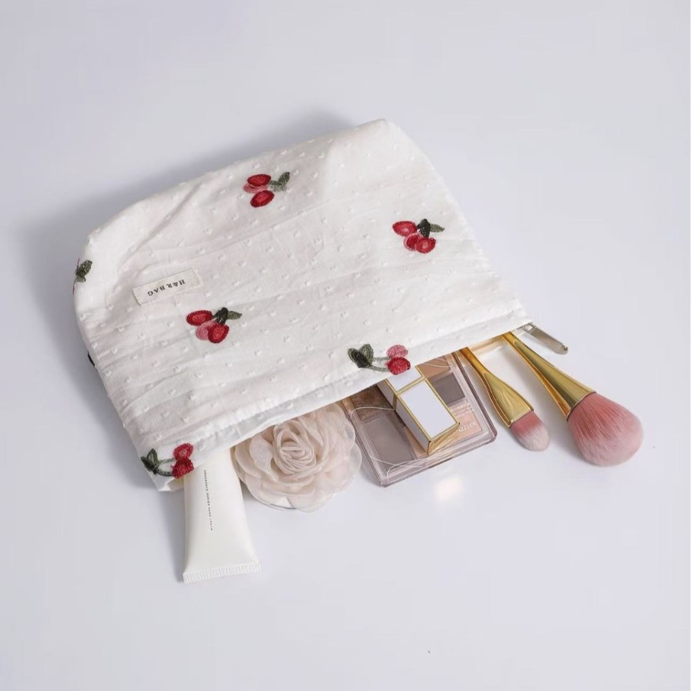 Trousses À Maquillage En Toile Cerise Unie, Collection Simple Series h5Image3
