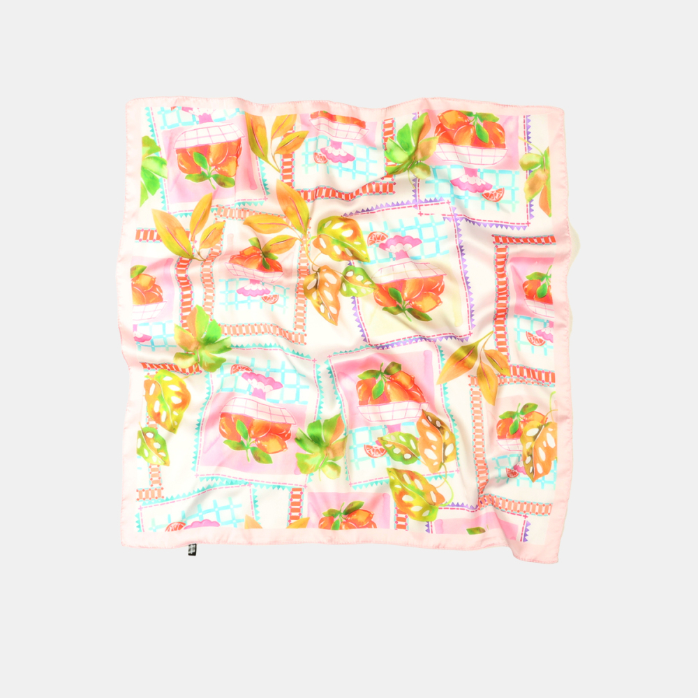 Écharpes D'Été Pour Femmes, En Polyester, Motif Fruits Et Feuilles Multicolores, Collection Romantique 
