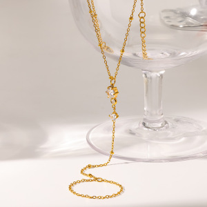 Chaîne De Poignet Pour Femme, Élégante Et Géométrique, En Acier Inoxydable, Couleur Or, Avec Zircon, Étanche. Collection Luxueuse. h5 Image3