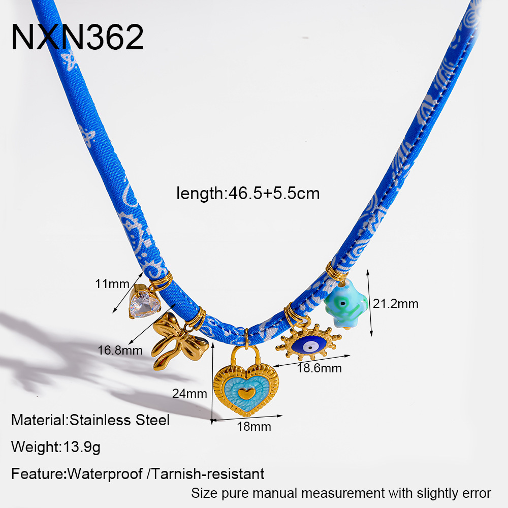 Collier Pendentif Bohème Œil De Diable, Nœud Papillon, Poisson, Acier Inoxydable, Couleur Or, Zircon, Pour Femme