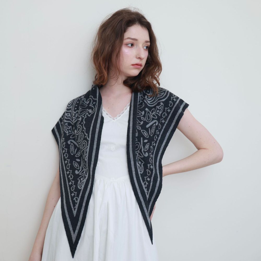 Écharpes D'Hiver En Laine Et Polyester, Motif Cachemire Triangulaire, Couleur Unie Décontractée, Collection Ethnique 