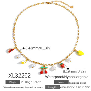 Colliers Pendentifs Pour Femmes, Collection Romantique, Motif Cœur Et Fruit, En Acier Inoxydable Étanche, Couleur Or h5