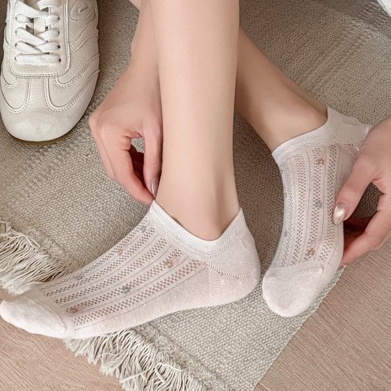 Chaussettes Basses À Fleurs Unies, Mignonnes Et Rebondissantes Image3