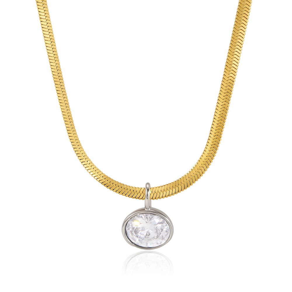 Colliers Pendentifs Pour Femmes En Acier Inoxydable, Étanches, Couleur Or, Avec Zircon Et Motif Goutte Simple Image5