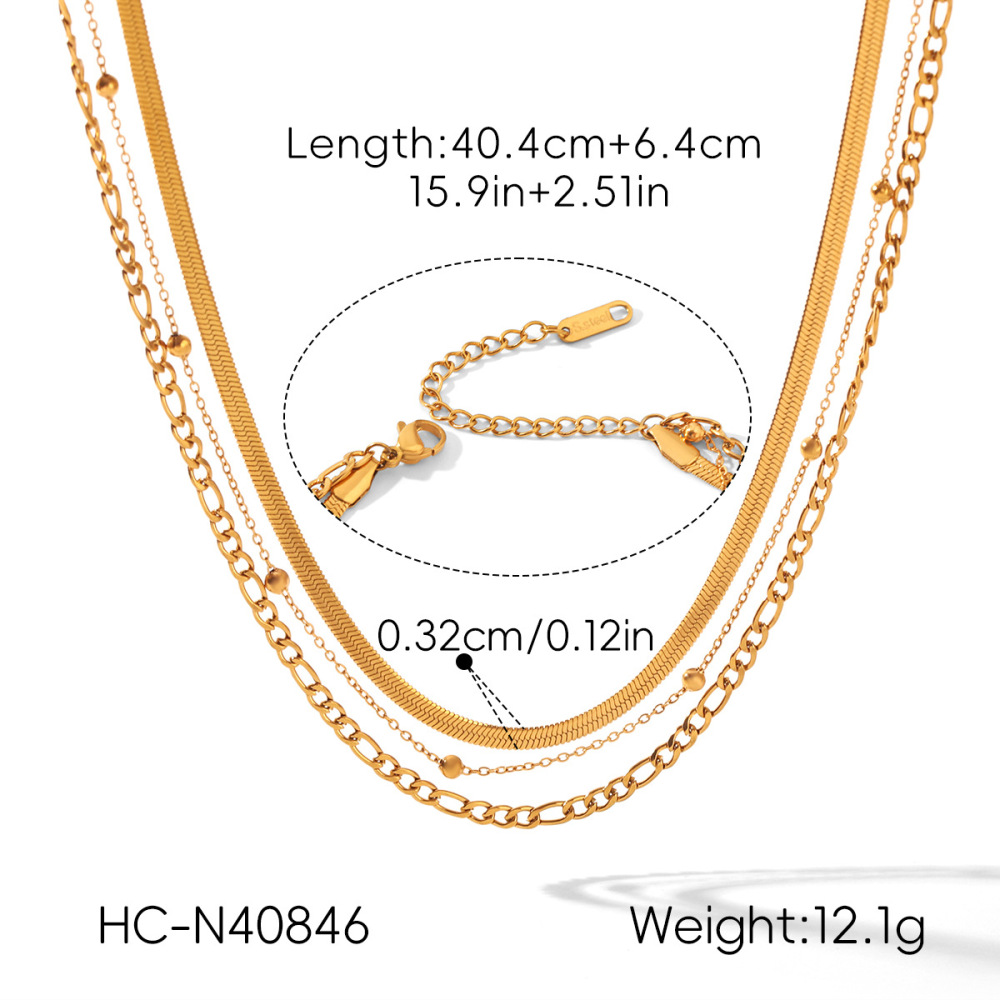 Colliers Superposés Pour Femmes, En Acier Inoxydable, Couleur Or, Étanches, De La Collection Simple Series Daily Chain Image2