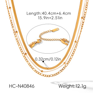 Colliers Superposés Pour Femmes, En Acier Inoxydable, Couleur Or, Étanches, De La Collection Simple Series Daily Chain h5 Image2