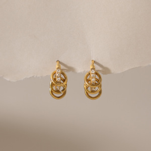 Boucles D'Oreilles Créoles Pour Femmes En Acier Inoxydable Étanche, Couleur Or, Avec Zircon. h5 Image4