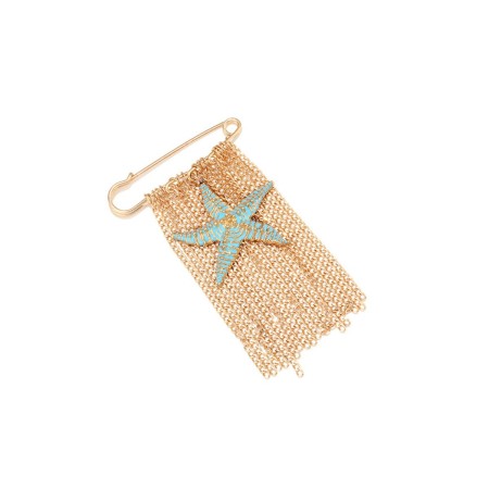 Broches en alliage à pompon en forme d'étoile de mer, style océanique naturel, collection simple 2