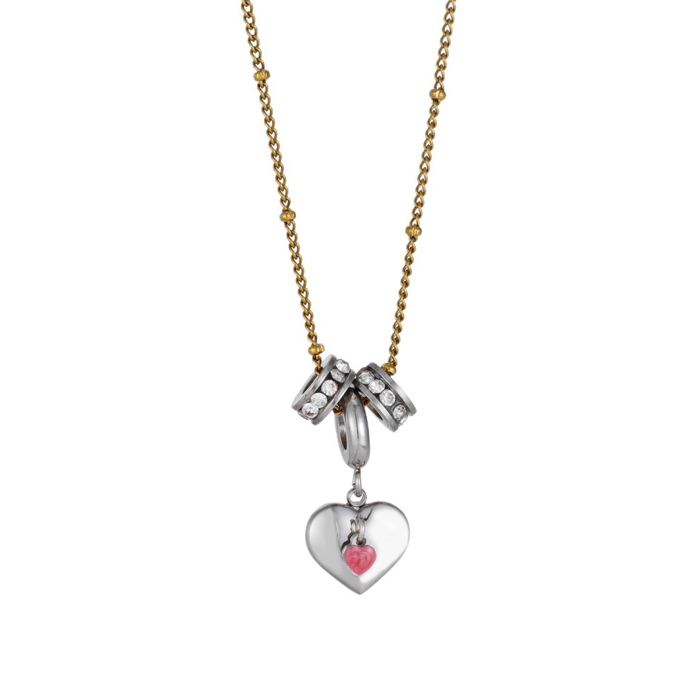 Colliers Pendentifs Pour Femmes, Collection Simple Series Retro Heart Beads, En Acier Inoxydable Étanche, Couleur Or h5Image5