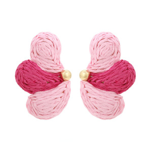 Boucles D'Oreilles Puces En Raphia À Motif Floral Romantique Pour Femmes h5