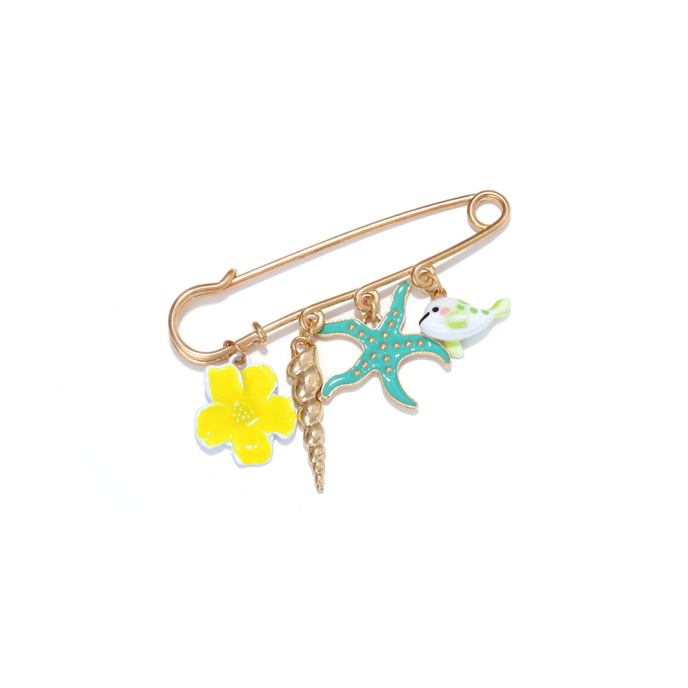Broches En Alliage Motif Poisson Et Étoile De Mer, Style Océanique, Collection Simple Daily Flower h5Image2