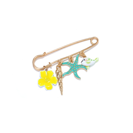 Broches en alliage motif poisson et étoile de mer, style océanique, collection Simple Daily Flower 2