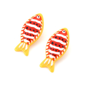 Boucles D'Oreilles Puces En Résine, Motif Poisson, Collection Ethnique h5 Image3