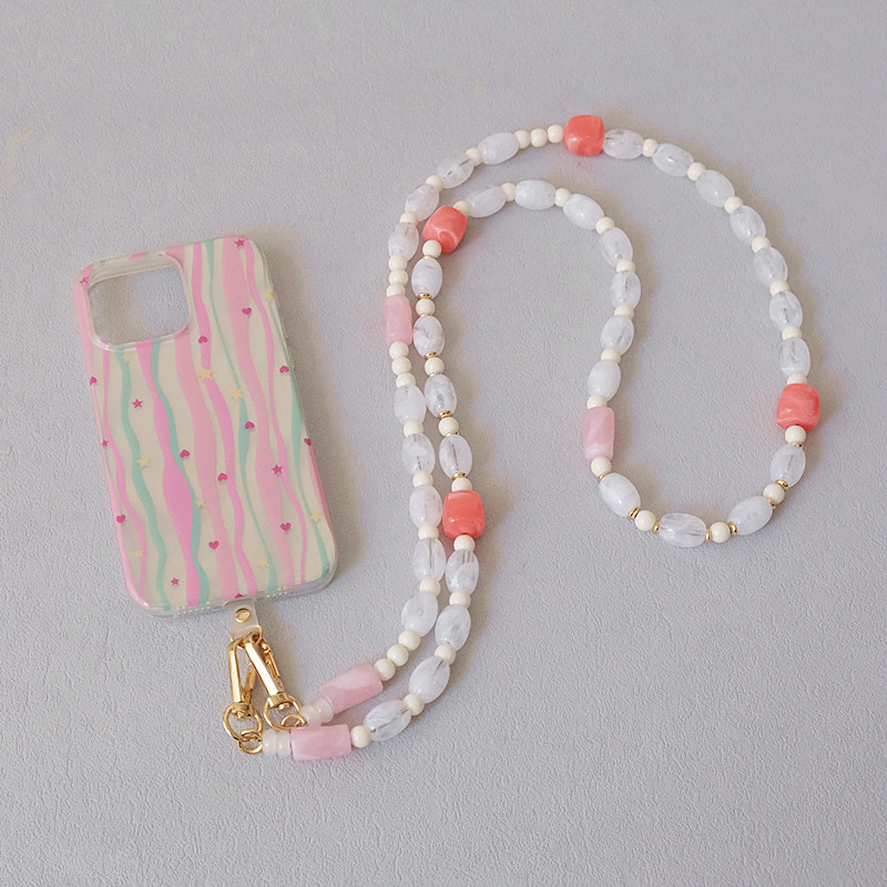 Chaîne De Téléphone Portable En Perles Acryliques Multicolores, Collection Simple Series Casual Beads. Image2