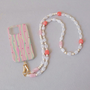 Chaîne De Téléphone Portable En Perles Acryliques Multicolores, Collection Simple Series Casual Beads. h5 Image2