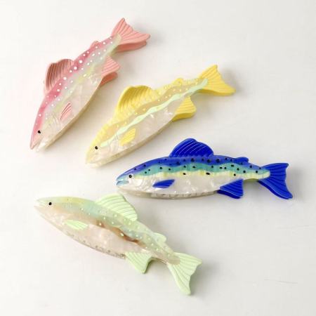 Pinces à cheveux en acétate de poisson, style océanique mignon et coloré, série simple 2