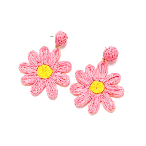 Boucles D'Oreilles Pendantes En Raphia Sweet Flower Pour Femme, Collection Romantique h5 Image3