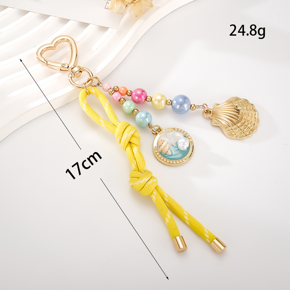 Collection Simple, Perles Décontractées Style Océanique, Coquillages Et Étoiles De Mer De Couleurs Assorties, Breloques Métalliques Pour Sac 