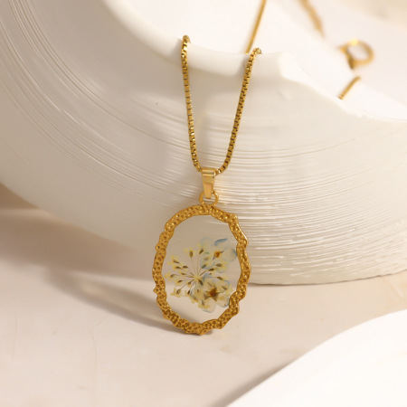 Colliers pendentifs pour femmes, collection romantique, motif floral délicat, forme irrégulière, acier inoxydable, couleur or, étanches 2