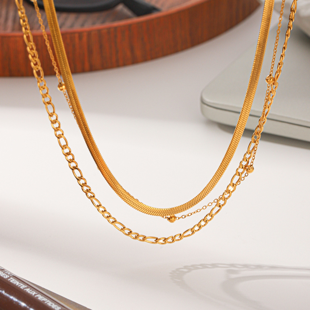 Colliers Superposés Pour Femmes, En Acier Inoxydable, Couleur Or, Étanches, De La Collection Simple Series Daily Chain Image5