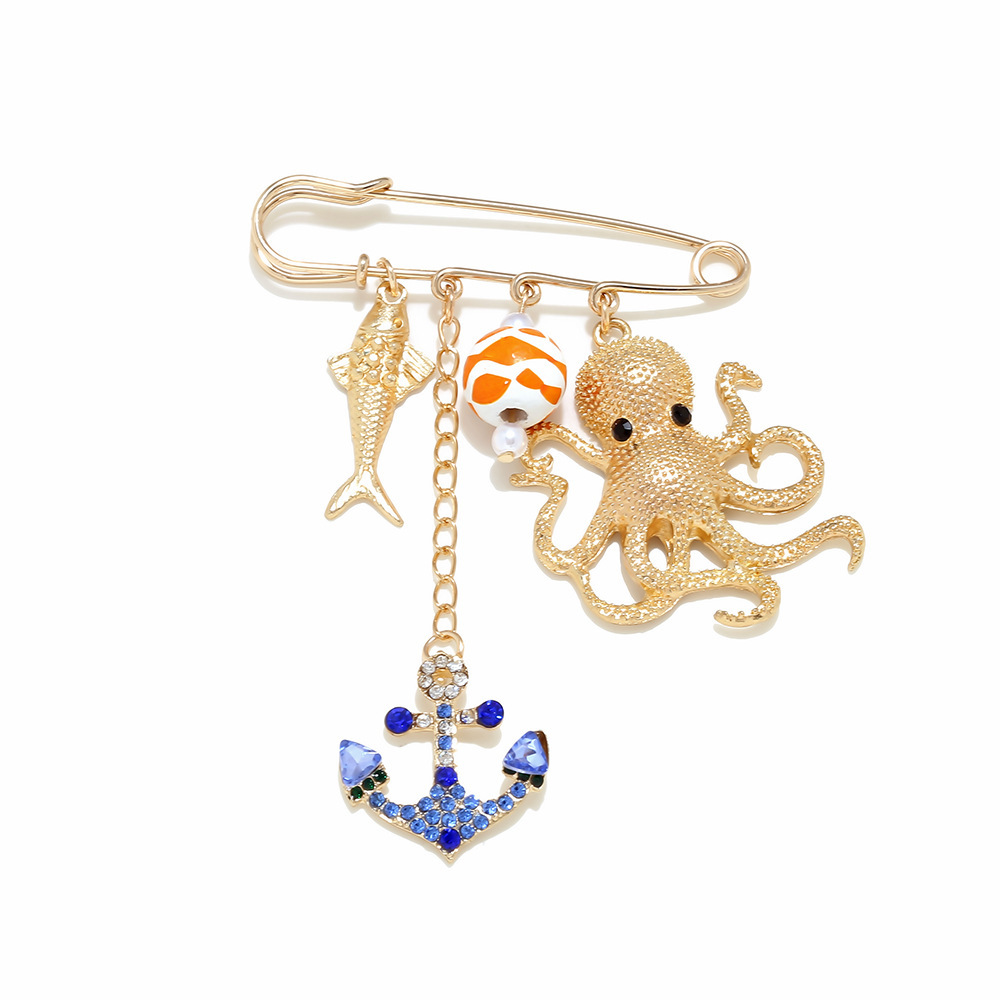 Broches En Alliage Représentant Des Poissons, Style Océanique Et Animaux De Vacances, Collection Simple Image2