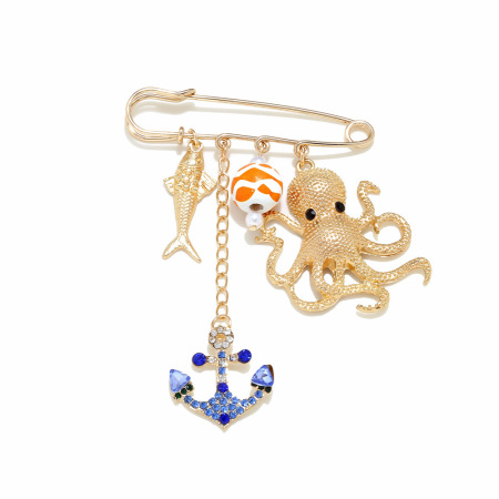 Broches en alliage représentant des poissons, style océanique et animaux de vacances, collection Simple 2
