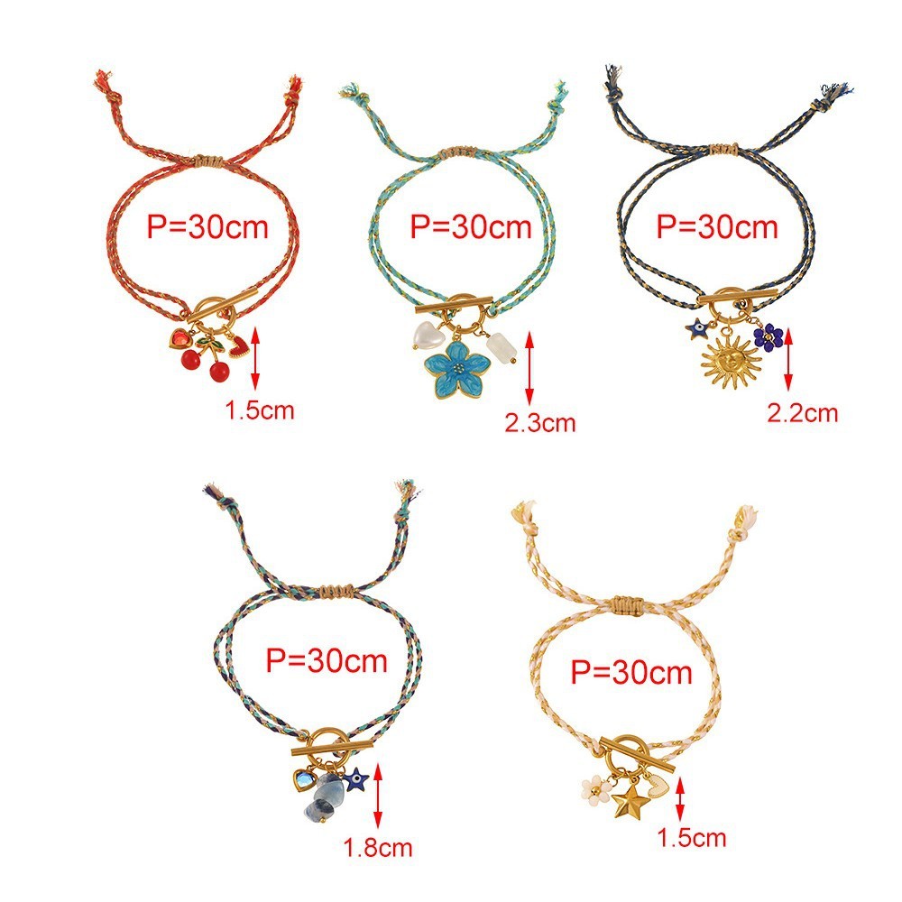 Bracelets Tressés Pour Femmes, Style Océanique, Motif Floral Romantique Et Cerisier En Fleurs Image4