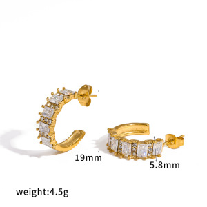 Boucles D'Oreilles Puces Pour Femmes En Acier Inoxydable Étanche, Couleur Or, Ornées De Strass h5 