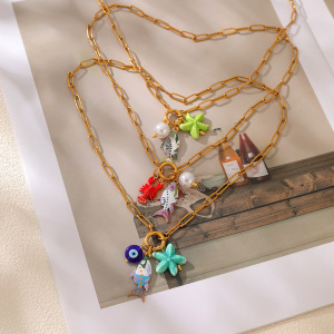 Colliers Pendentifs En Émail Pour Femmes, Style Océanique, Sur Le Thème Des Vacances h5 Image3