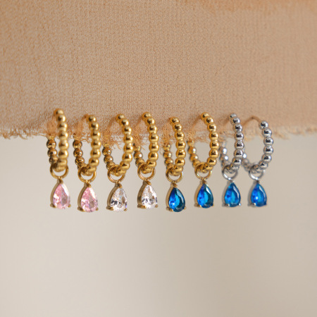 Boucles d'oreilles pendantes pour femmes, en acier inoxydable étanche, couleur or, avec zircon.