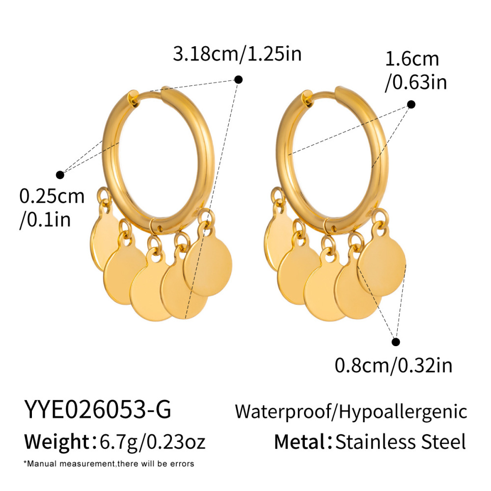 Boucles D'Oreilles Créoles Daily Tassel Pour Femmes, En Acier Inoxydable, Étanches, Couleur Or