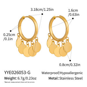 Boucles D'Oreilles Créoles Daily Tassel Pour Femmes, En Acier Inoxydable, Étanches, Couleur Or h5