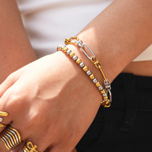 Ensembles De Bracelets Simple Series Daily Shape En Acier Inoxydable Étanche Couleur Or h5 Image2