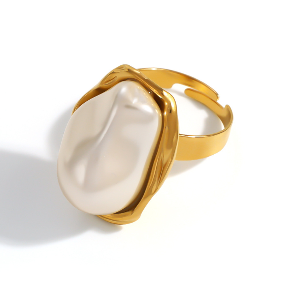 Bagues De Luxe Pour Tous Les Jours, Forme Irrégulière, En Acier Inoxydable, Étanches, Couleur Or Image4