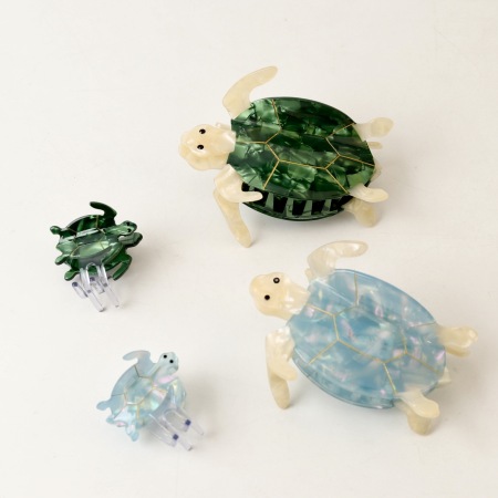 Série simple, mignonne tortue de dessin animé, style océanique, dégradé de couleurs mélangées, griffes en acétate 2