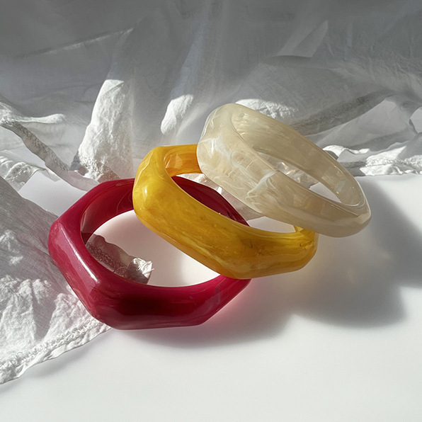 Bracelets En Acrylique Pour Femmes, Collection Simple Series, Forme Irrégulière Et Décontractée h5Image2