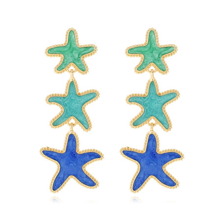 Boucles d'oreilles pendantes pour femmes en alliage, motif étoile de mer, style vacances océaniques