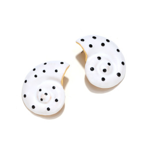 Boucles D'Oreilles Puces Pour Femmes, Motif Coquillage Et Pois, Style Océanique h5 Image2