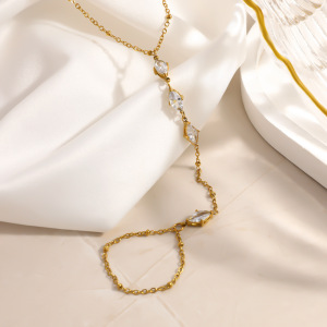 Chaîne De Poignet Élégante Et Simple En Acier Inoxydable, Couleur Or, Avec Zircon, Étanche. h5 Image3