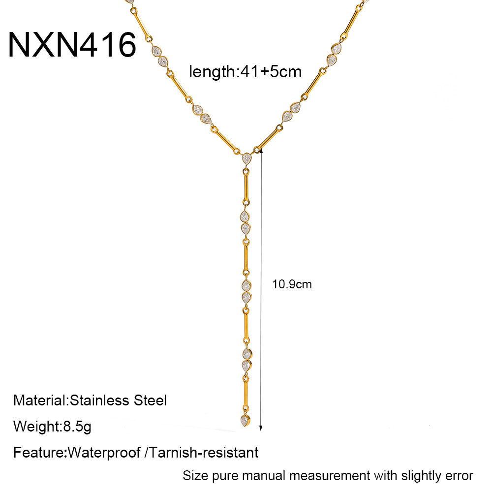 Colliers Pendentifs Pour Femmes, Série Luxueuse, Forme Géométrique Élégante, Acier Inoxydable, Couleur Or, Zircon, Étanches 