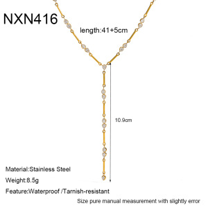 Colliers Pendentifs Pour Femmes, Série Luxueuse, Forme Géométrique Élégante, Acier Inoxydable, Couleur Or, Zircon, Étanches h5 